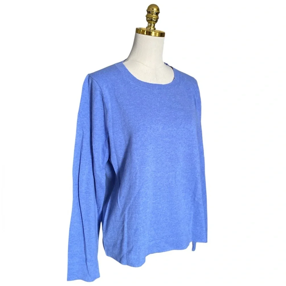 J. Crew Women’s Blue Cotton Merino Wool Blend Teddie Crewneck Sweater Size XL